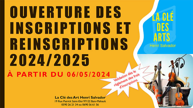 Ouverture des réinscriptions 2024/2025 - La Clé des Arts Guadeloupe 